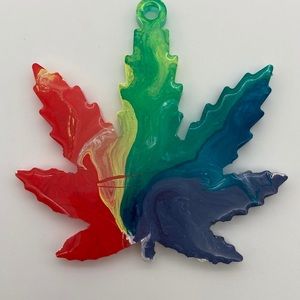 Rainbow Weed Leaf Keychain